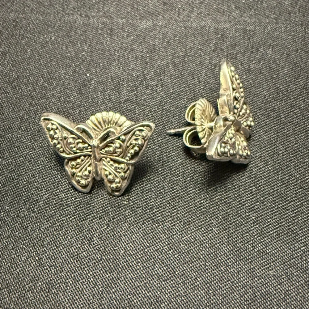 Lois Hill Sterling Silver Butterfly Stud Post Earrings Paisley Scroll - Picture 7 of 7